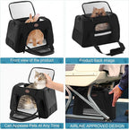 Cat Carrier Dog Carrier Pet Carriers for Medium Small Cats Dogs Puppies up to 15 Lbs,TSA Airline Approved Small Dog Cat Carriers Soft Sided,Collapsible Travel Puppy Carrier (Black, Medium)
