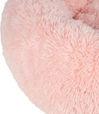 Best Pet Supplies Round Donut Dog Bed with Plush Faux Fur Fabric, Calming, Anti-Anxiety Cushion for Indoor Pets, Slip-Resistant Base, Soft Ergonomic Support - Pink, 30x30x8''