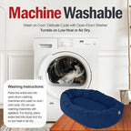 Majestic Pet 24 Inch Suede Shredded Memory Foam Mix Calming Small Dog Bed Washable 24 x 19 x 7 (Inch) - Cozy Soft Round Donut Dog Bed with Spine for Head Support - Pet Bed Navy