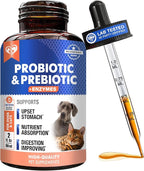 Probiotics & Prebiotics with Enzymes for Dogs and Cats - Digestive Gut Flora Health Pet Food Supplements - Constipation & Diarrhea and Gas Home Remedy - Upset Stomach Relief - Made in USA