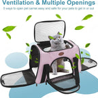 Cat Carrier Dog Carrier Pet Carriers for Medium Small Cats Dogs Puppies up to 15 Lbs,TSA Airline Approved Small Dog Cat Carriers Soft Sided,Collapsible Travel Puppy Carrier (Pink, Large)