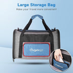 BurgeonNest Cat Carrier, Airline Approved Dog Carrier, Soft Sided Cat Pet Carrier for Small Medium Cats Dogs Under 20 lbs with Side Bag, Collapsible Travel Kitten Puppy Carriers, Blue