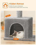 Feandrea Cat Tree, 33.1-Inch Cat Tower, L, Cat Condo for Large Cats up to 16 lb, Large Cat Perch, 2 Cat Caves, Scratching Post, Light Gray UPCT61W