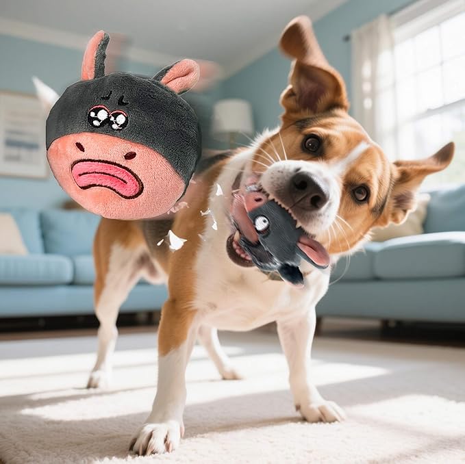 3-in-1 Interactive Dog Toys – Durable No-Stuffing Chew Toy with Squeaky Spiked Ball for Small, Medium & Large Breeds, Dog Toys for Aggressive Chewers