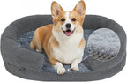 Orthopedic Dog Bed for Medium Dogs, 35" Oval Couch Bed with Sides and Soft Egg Crate Foam, Calming Washable Pet Bed with Anti-Slip Bottom, Durable Cuddler for Sleeping, Grey (35")
