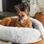 Best Friends by Sheri Bundle Set The Original Calming Shag Donut Cuddler Cat and Dog Bed + Pet Throw Blanket Frost Large 36" x 36"