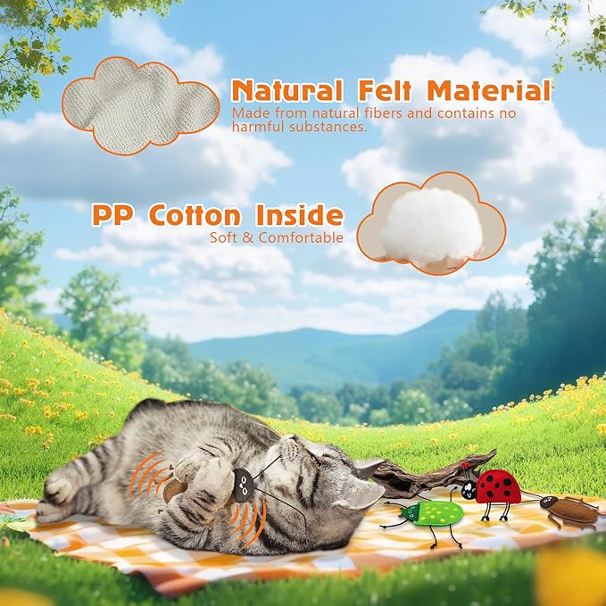 3 Pack Catnip Toy for Cats,Realistic Bug Cat Toys,Bell Sould Kitten Bite Kicker Toys, Interactive Kitty Toys for Christmas Cats Gift