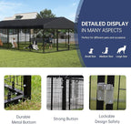 236" x 118" Outdoor Dog Kennel Steel Ideal Dog Fence for Medium/Small Dogs Anti-Rust Coating Cage with Roof All Weather Resistant Dog House with Double Locks
