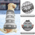 KOOLTAIL Cable Knit Dog Sweater Turtleneck, Cold Weather Pullover Classic Knitwear, Snowflake Pattern Thick Warm Winter Pet Clothes, Dog Christmas Sweater for Small Medium Large Dogs Cats, Grey M