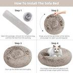 Cat Beds for Indoor Cats,24 Inch Dog Bed for Small Melium Large Dogs, Washable-Round Pet Bed for Puppy and Kitten with Slip-Resistant Bottom