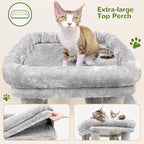 Globlazer Cat Tower for Indoor Cats, Heavy Duty Cat Trees for Large Cats Adult Big Cats Maine Coon Cat Tree Tower with Scratching Post, Extra Large Top Perch, Cat Condos, F61, Cloud Grey, 61inch