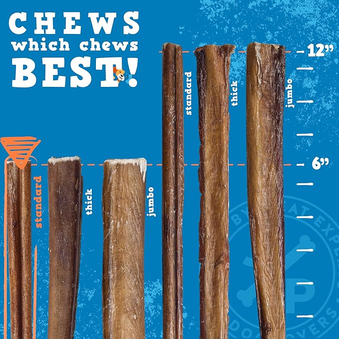 Jack&Pup 6-inch Bully Sticks for Dogs (7 Pack) All Natural Dog Chews Long Lasting, Dog Chews for Medium Chewers