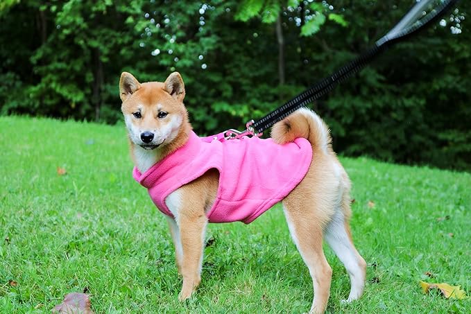 JACKO & CO - Fleece Vest Sweater with Leash Ring - Soft Lightweight Breathable for Puppies Small Medium Dogs, Kitten, Cats, Chihuahua - Warm for Fall/Autumn/Winter (Pink, Small 4-6lbs)