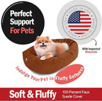 Majestic Pet 24 Inch Suede Calming Dog Bed Washable 24x19x7 (Inch) – Cozy Soft Round Donut Dog Bed with Spine Support for Dogs to Rest Their Head - Pet Bed Small – Rust (2025)