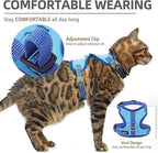 PUPTECK Cat Harness and Leash Set Escape Proof, Reflective Adjustable Soft Mesh Kitten Vest Harness for Walking Travel, Blue, M