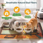3-in-1 Sisal Cat Scratcher Mat 23.6x15.7 – Durable Scratch Rug for Floor & Wall with Sticker Tape, Protects Couch, Carpet & Furniture, Anti-Slip, Pet-Safe for Indoor/Outdoor Cats, Golden Afterglow