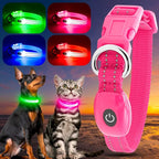 YFbrite Light up Dog Collars for Night Walking, Rechargeable LED Cat Collar, Comfortable Adjustable Lighted Dog Collar Rechargable for Cats, Small, Medium and Large Dogs (Pink, XS)