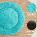JOLLYVOGUE Calming Dog & Cat Bed for Small Dogs, Anti-Anxiety Donut Cuddler Cozy Soft Round Bed with Anti-Slip Bottom, Fluffy Faux Fur Plush Cushion Beds for Small Medium Dogs (27")