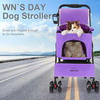3 in 1 Pet Dog Stroller for Small Medium Dogs 10-50 lbs, Foldable Cat-Strollers for 2-Cats with Removable Carrier, Pet-Strollers for Cats with Storage Bag, Small Puppy-Stroller, Dog-Cart (Pink)