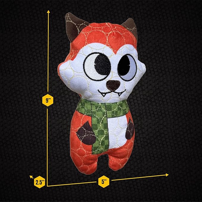 Bite Force -Durable & Strong Dog Toy Fox with Squeaker, Kevlar-Reinforced for Aggressive Chewers for Small Medium Large Dogs - Orange.