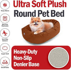 Majestic Pet 24 Inch Suede Shredded Memory Foam Mix Calming Small Dog Bed Washable 24 x 19 x 7 (Inch) - Cozy Soft Round Donut Dog Bed with Spine for Head Support - Pet Bed Rust