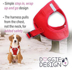 Doggie Design Dog Harness - No Choke Dog Harness, Dog Vest, Mesh Polyester, Pet Harness, Simple Step in and Go Design, Harness for Dog - Red, Large