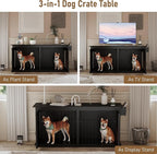 78.8" Double Dog Crate Furniture with Sliding Barn Doors, 4 Storage Spaces, Extra Large Indoor Pet Kennel for 2 Dog, Farmhouse Style Cage (Advanced Black)