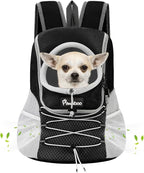 Pawaboo Pet Dog Carrier Backpack, Puppy Dog Travel Front Carrier for Small Medium Dogs Cats, Adjustable Breathable Dog Carrying Backpack with Safety Strips for Hiking, Walking (Black S Up to 5 lbs)