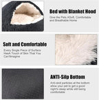 HYQ Dog Bed for Small Dogs, Cozy Cat Cave Bed, Cat Beds for Indoor Cats Washable, Non-Slip Cat Beds, Calming Dog Bed with Hooded Cover, Dog Bed with Cover for Small Medium Pets(Dark Grey, 24×24 Inch)
