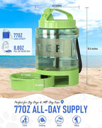 ortable Dog Travel Water Bottle, 77oz Large Portable Dog Water Bowl Dispenser, Leakproof Pet Drinking Bottle Dispenser for Hiking Camping Walking Travelling Beach Car Trips, No Spill, BPA Free,Green