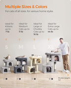 Feandrea Cat Tree, 29.1-Inch Cat Tower, M, Cat Condo for Medium Cats up to 11 lb, Large Cat Perch, 2 Cat Caves, Scratching Post, Smoky Gray UPCT612G01