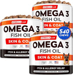 StrellaLab Omega 3 for Dogs - (540Ct) Fish Oil Treats - Allergy & Itch Relief Skin & Coat Supplement - Dry Itchy Skin, Anti Shedding & Hot Spots Treatment - Pet Salmon Oil Chews - Chicken Liver Flavor
