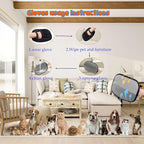 Blue Pet Hair Removal Glove for Dogs & Cats,The Magic Brush Pet Hair Remover,Five-Finger Electrostatic Pet Hair Gloves for Furniture,Car,Couch,Carpet,Essential Pet Supplies