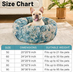 Dog Calming Beds for Small Medium Large Dogs - Round Donut Washable Puppy Dog Bed, Anti-Slip Faux Fur Fluffy Donut Cuddle Anxiety Cat Pet Bed (32" Flower)