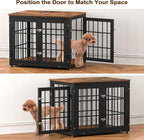 32 Inch Heavy Duty Dog Crate Furniture for Medium and Small Dogs, Decorative Pet House End Table, Wooden Cage Kennel Furniture Indoor, Rustic Brown