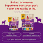 Plato Pet Treats Thinkers - Meat Sticks for Dogs - Limited Ingredient Treats with EPA and DHA to Support Skin, Coat, and Brain - Air-Dried - Lamb 18oz