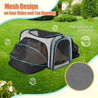 Pet Carrier Airline Approved, Expandable Foldable Soft-Sided Dog Carrier, 3 Open Doors, 2 Reflective Tapes, Pet Travel Bag Safe and Easy for Cats and Dogs