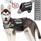Service Dog Vest Harness+ID Tag+10 Patches,Metal Serivce Dog Tag&Reflective Emotional Support Dog Vest with Handle for Medium Dogs,Easy Put On/Off for Training/Walking/Everyday Black M