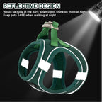 GAMUDA Small Pet Harness Collar and Leash Set, Step in No Chock No Pull Linen Fabric Soft Mesh Dog Vest Harnesses Reflective for Dogs Puppy Cats Kitten Rabbit (Green, M)