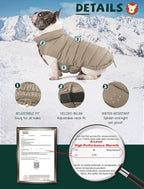 SPACE LION Puffer Jacket, Down Winter Coat, Waterproof, Windproof, Lightweight Jacket, Adjustable Fit for Small, Medium Dogs(Khaki,M)