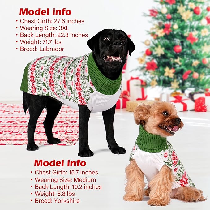 KYEESE Dog Christmas Sweater Stretchy Pet Coats Small Medium Pet Sweater Soft Dog Sweater for Small Medium Dogs Warm Dogs Clothes Warm Pets Christmas Outfit