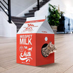 Cat Scratcher Cardboard, Scratching Pad House Bed Furniture Protector, Infinity Shape, Curved (Red, Milk Box)