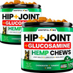 (2 Pack) Hemp Hip and Joint Supplement for Dogs - Glucosamine for Dogs - 340 Joint Pain Relief Treats - Chondroitin, MSM, Hemp Oil - Advanced Health Supplement - Mobility Support Chews - Made in USA