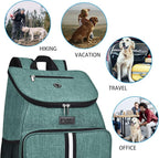 BAGLHER丨Dog Travel Bag, Airline Approved Pet Supplies Backpack, Dog Travel Backpack Accessories Set with 2 Silicone Collapsible Bowls and 2 Food Baskets. Green