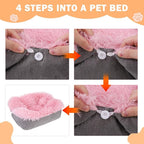 SCENEREAL Self Warming Cat Bed, Heated Cat Bed Mat for Cats Small Dogs, 2 in 1 Soft Plush, Washable Pet Pad for Indoor Outdoor Kitten Puppy