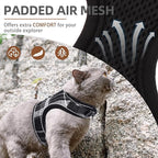 PUPTECK Soft Mesh Cat Vest Harness and Leash Set Puppy Padded Pet Harnesses Escape Proof for Cats Small Dogs Rabbits Bunny, Plaid Black, L
