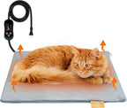 azuza Pet Heating Pad for Dogs and Cats, 6 Adjustable Temperature with Timer, Waterproof and Chew-Resistant Cord, Comfortable Fabric Dog Heating Mat, Auto Power-Off(18"x18")