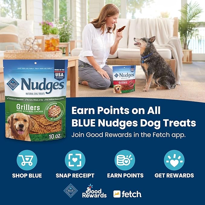 Blue Buffalo Nudges Grillers Natural Dog Treats, Steak, 10oz
