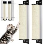 Cat Scratching Post Wall Mounted 2-in-1 Cage Mount Cat Scratcher 2 Pack Natural Sisal Kitty Scratch Posts for Indoor Kittens to Scratch and Climbing 15.7 x 2.7 inches (White)