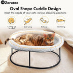 Elevated Cat Hammock Bed for Indoor Cats, Fluffy Warm Cuddle Cat Bed with Detachable Pad Bed Cover, Portable Pet Bed Raised Cuddler for Sleeping Kittens, Small Dog, Oval Cat Hammock Grey